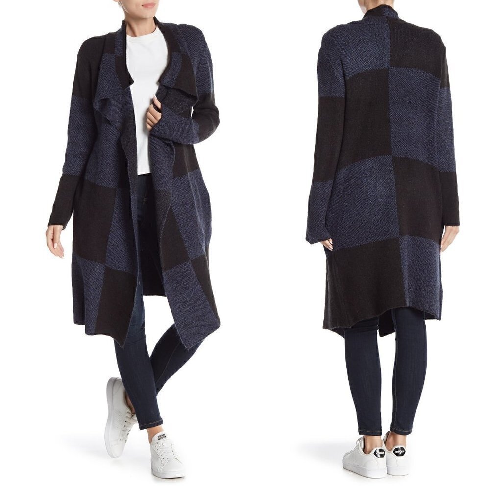 JOSEPH A Drape Front Buffalo Plaid Cardigan